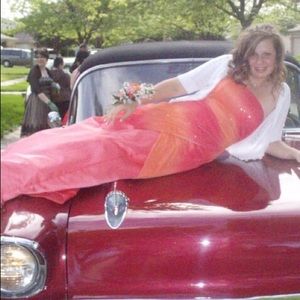Orange and Salmon Prom Dress